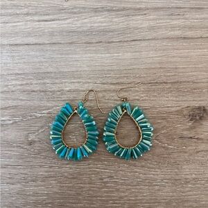 Elegant Gold and Teal Drop Earrings